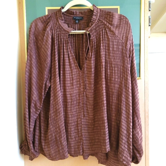 Anthropologie Tops - Long Sleeve Dainty Soft Tie Front Blouse mauve